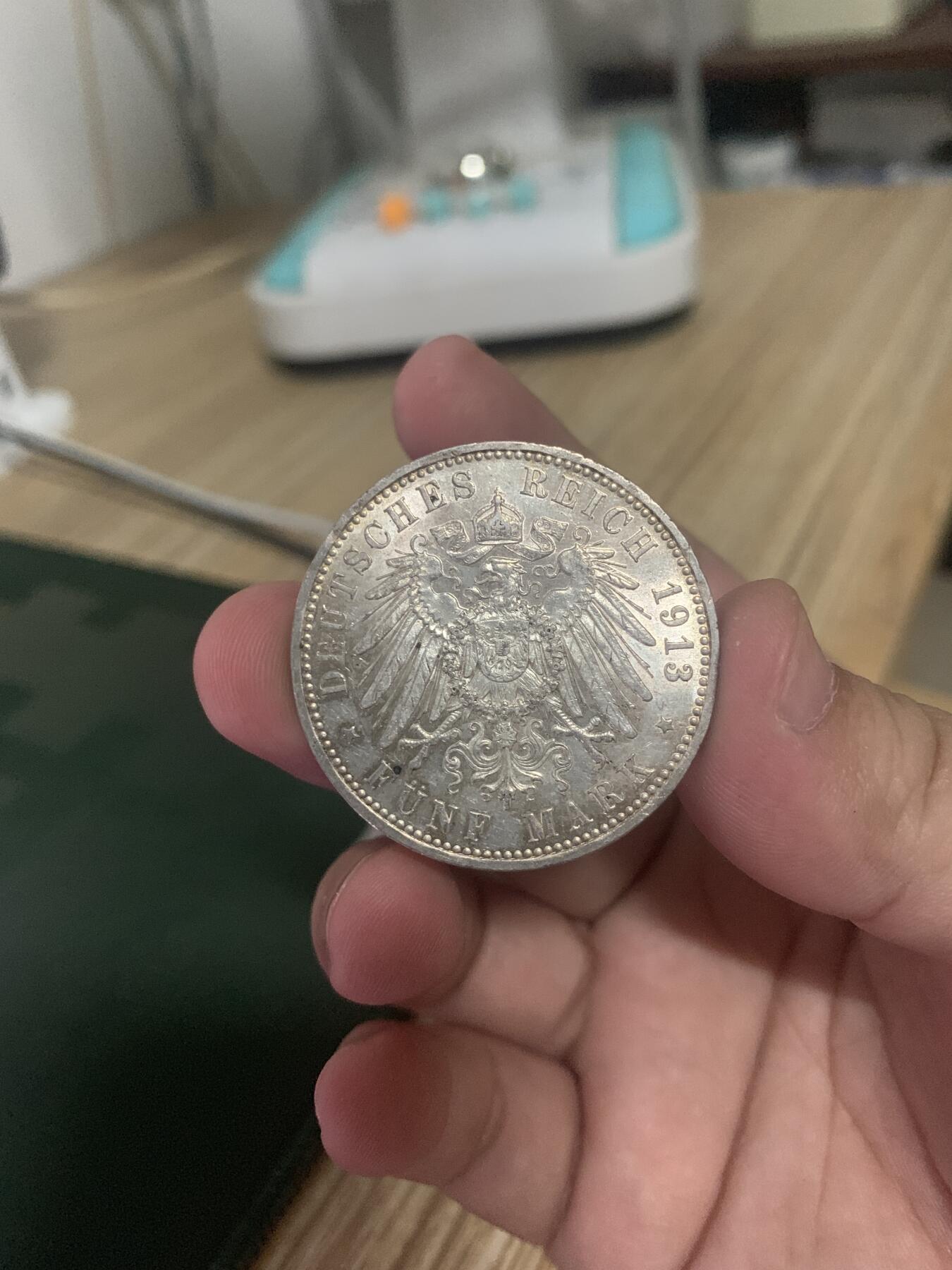 威廉二世戎装5马克，UNC肉眼绝品，人像面有轻微刷痕