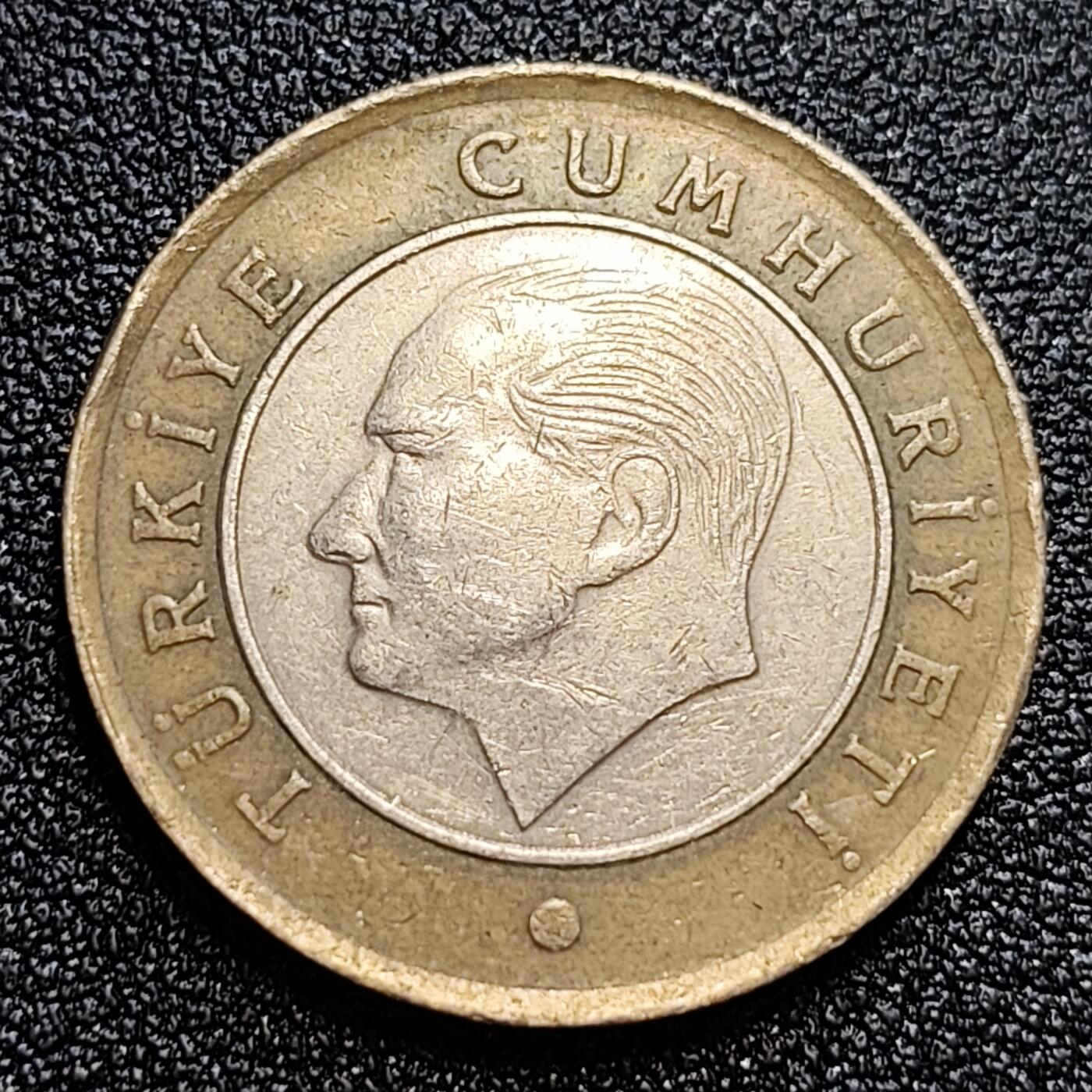 泉币菌-第58场-各国老币铜币场 土耳其1里拉双色币 凯末尔总统 26mm