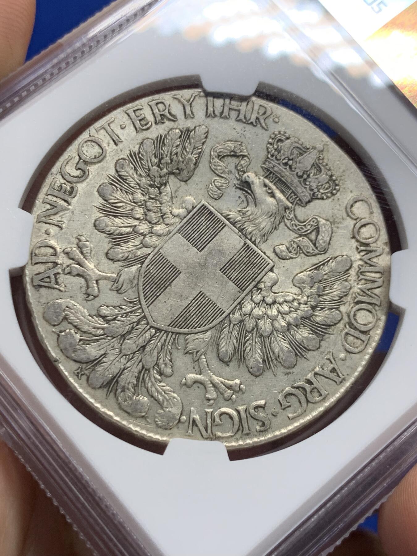 《竞宝斋》第403场 周日，周一，2场连拍 （全场包邮） NGC AU53 意属厄立特里亚 1918R 1泰勒银币，北非名誉品种，带光好品，留存不易，出分难得，性价比高。