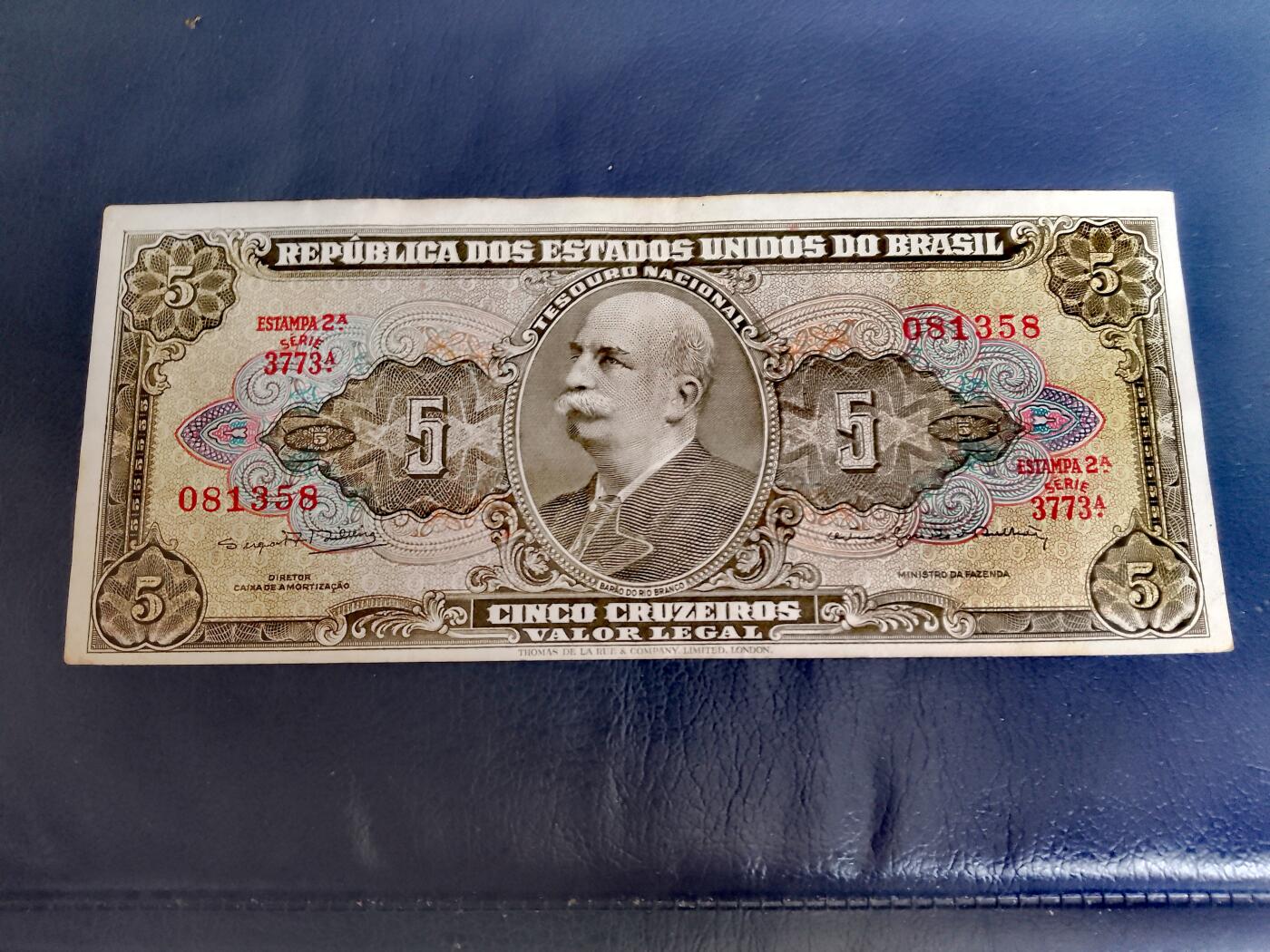 巴西1962-64年5克鲁塞罗靓品纸币5枚一组