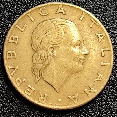 泉币菌-第59场-各国老币铜币场 - 意大利1979年200里拉 丰收女神 齿轮 铝青铜币 外国硬币 24mm 
