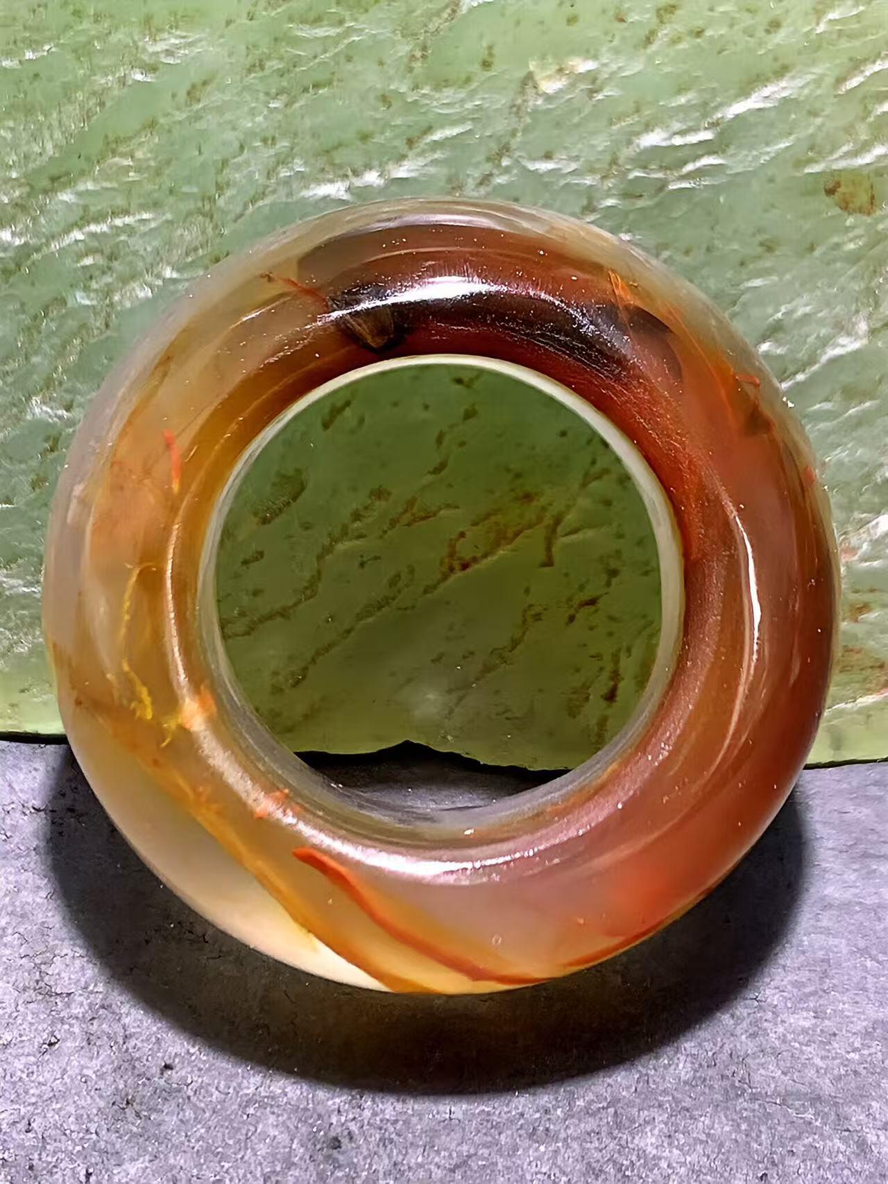 放福利！精工高油冻料法库战国红玛瑙扳指一个，