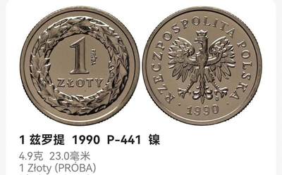 泉币菌-第58场-各国老币铜币场 - 波兰09年 1兹罗提硬币 23mm 镍币