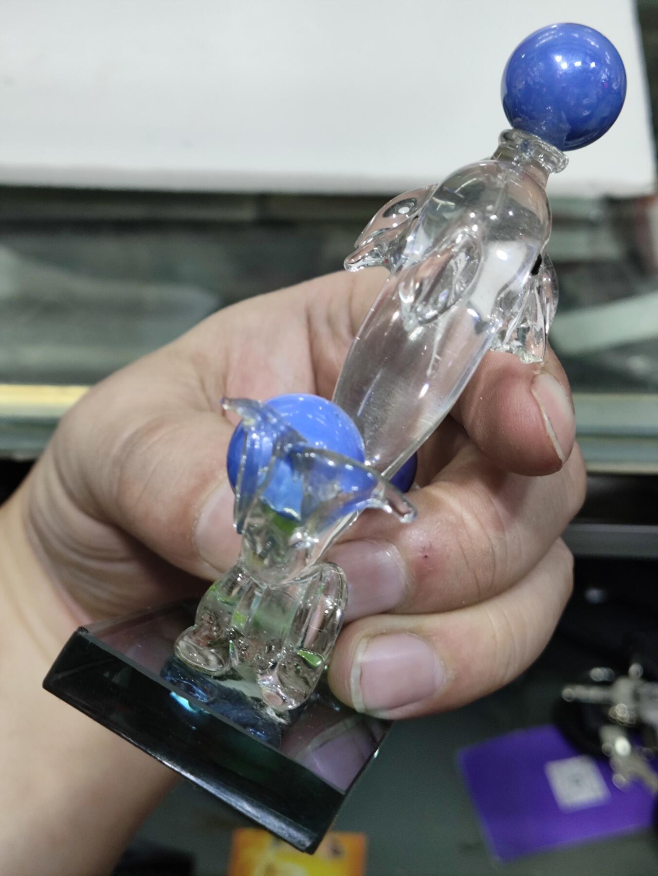 杂七杂八 双海豚玻璃摆件