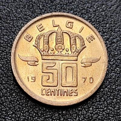 泉币菌-第58场-各国老币铜币场 - 原光美品 比利时50生丁铜币 矿工