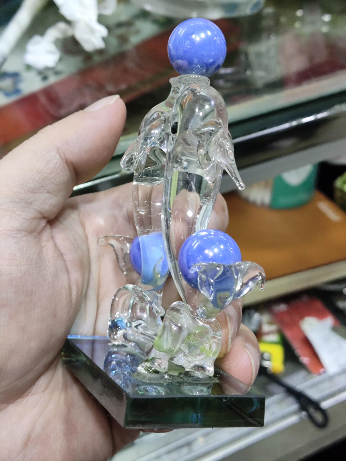 杂七杂八 双海豚玻璃摆件