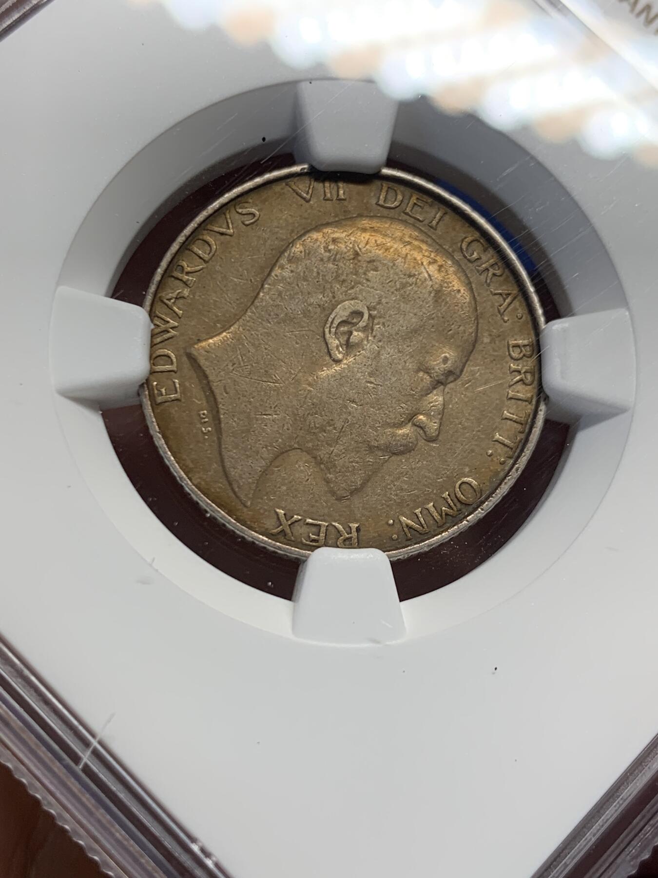 《竞宝斋》第403场 周日，周一，2场连拍 （全场包邮） NGC VFD 英国1902年爱德华七世 1先令银币