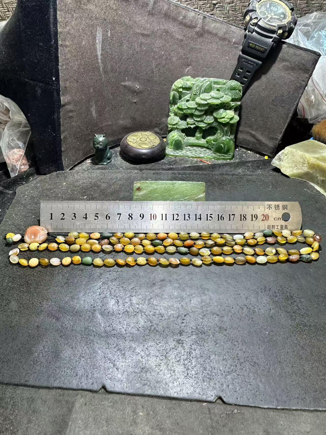 精美天然阿拉善108高圆度彩珠玛瑙项链(手串)一条