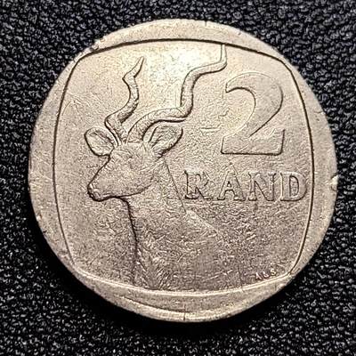 泉币菌-第59场-各国老币铜币场 - 南非2兰特镍币 1999年 跳羚 23mm