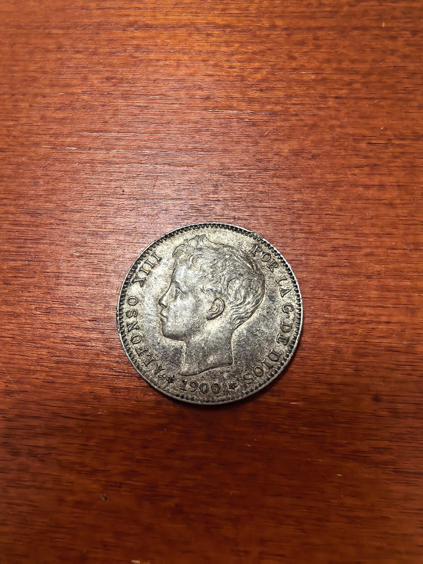 长老汇蛇年精选第二十七场拍卖 1900西班牙阿方索十三世1比塞塔银币，好品，背面无磨损