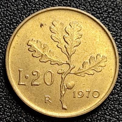 泉币菌-第59场-各国老币铜币场 - 铜光美品 1970年意大利20里拉铜币 罗马十二神 谷神-克瑞斯 21.2mm