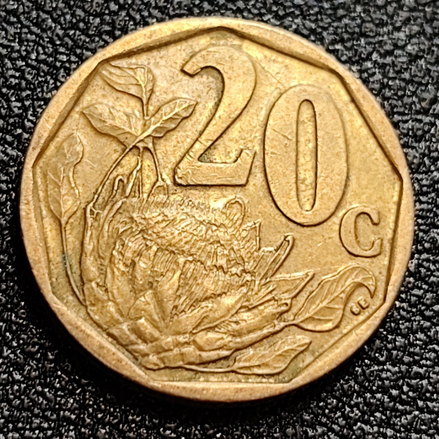 泉币菌-第59场-各国老币铜币场 南非共和国 2006年20分(海神普罗透斯之花) 19mm