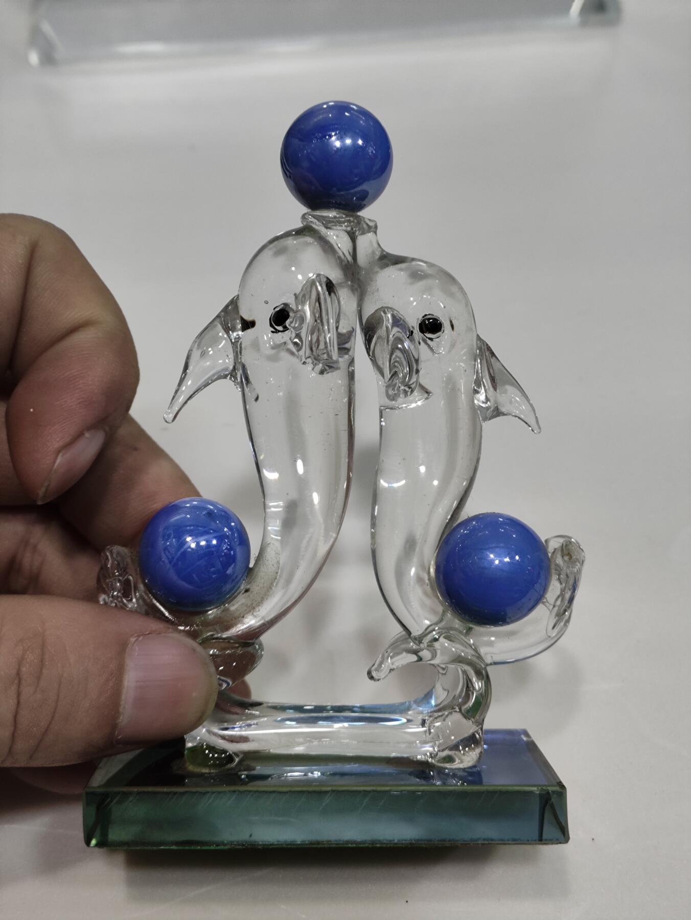 杂七杂八 双海豚玻璃摆件