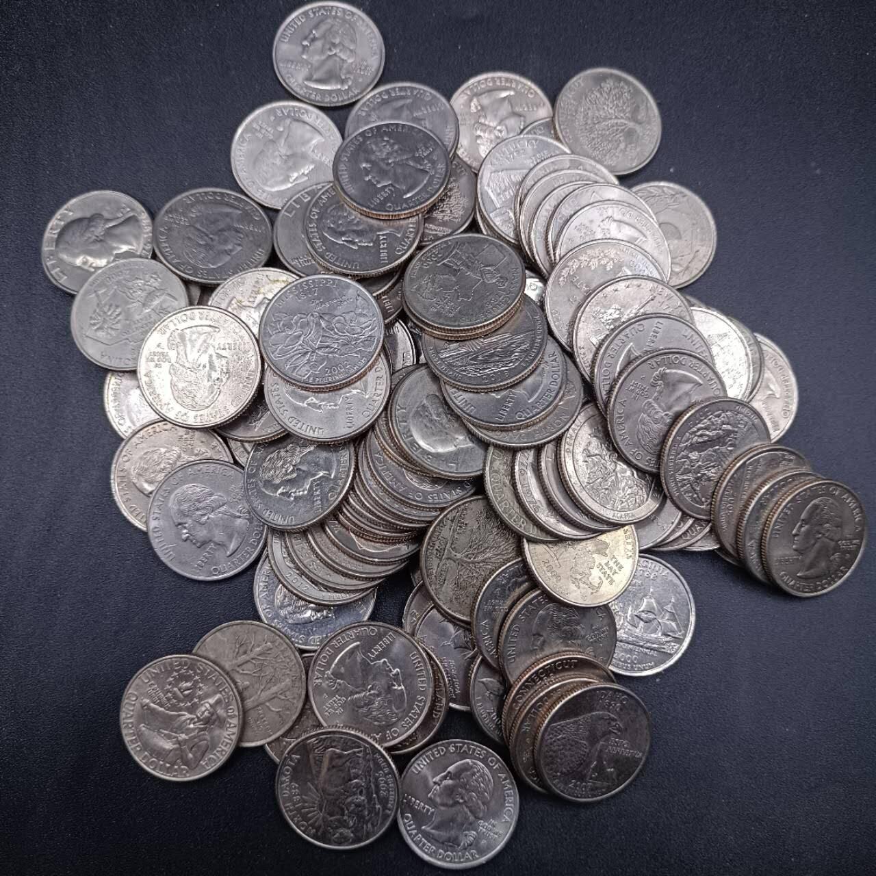 【淘币小摊】限时拍第六百八十六拍  散币批量场 满百包邮可预留两周  周一统一发货  美国25分州币公园币建国纪念119枚