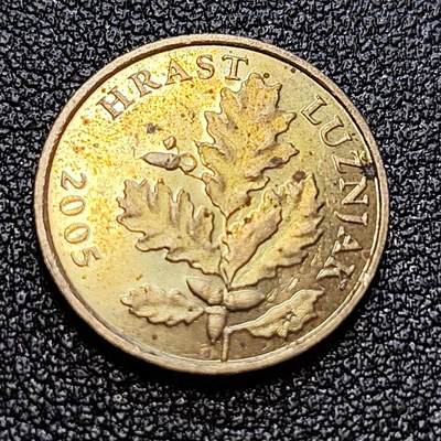 泉币菌-第58场-各国老币铜币场 - 克罗地亚5里帕黄铜币 植物 18mm