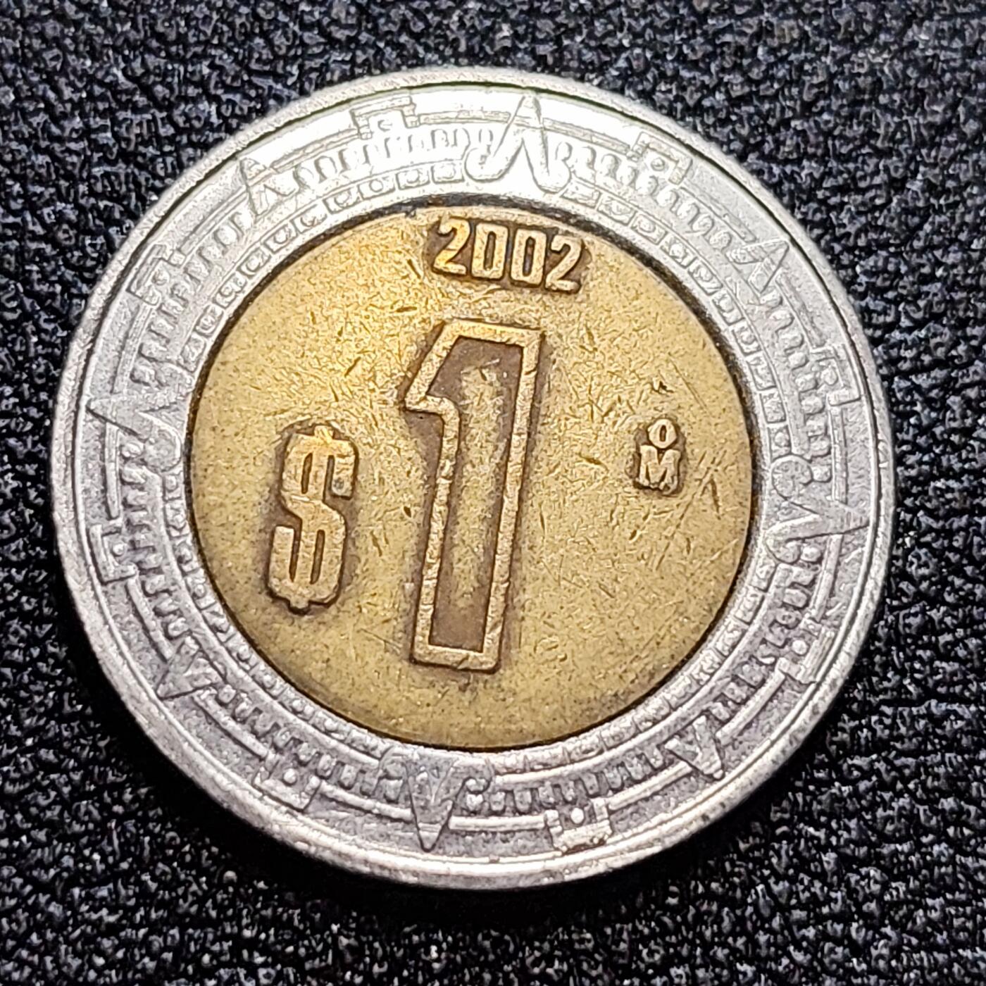 泉币菌-第58场-各国老币铜币场 墨西哥1比索双色币 鹰蛇图案