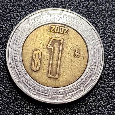 泉币菌-第58场-各国老币铜币场 - 墨西哥1比索双色币 鹰蛇图案