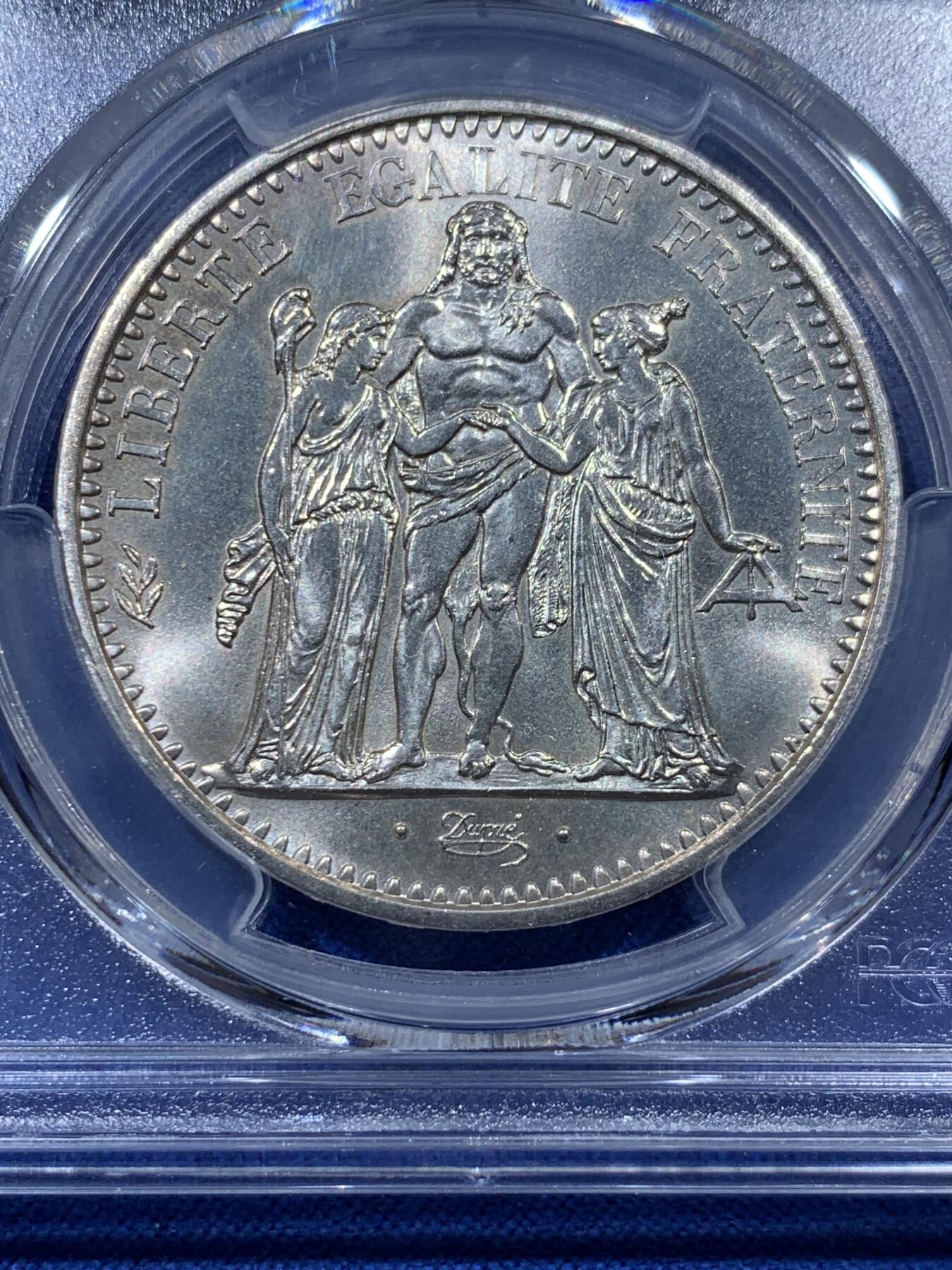 《竞宝斋》第403场 周日，周一，2场连拍 （全场包邮） PCGS MS65 法国1965年大力神10法郎法郎银币