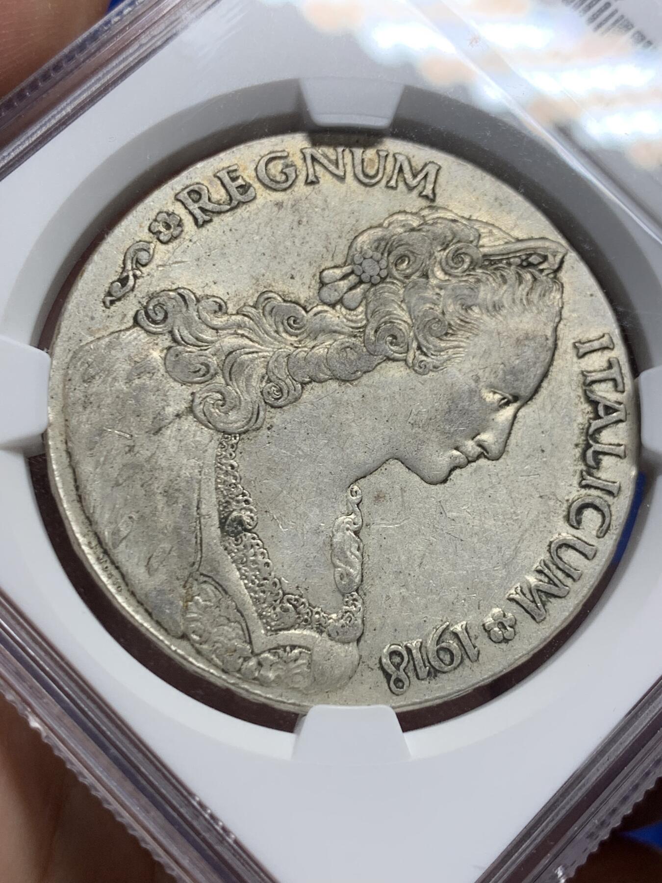 《竞宝斋》第403场 周日，周一，2场连拍 （全场包邮） NGC AU53 意属厄立特里亚 1918R 1泰勒银币，北非名誉品种，带光好品，留存不易，出分难得，性价比高。