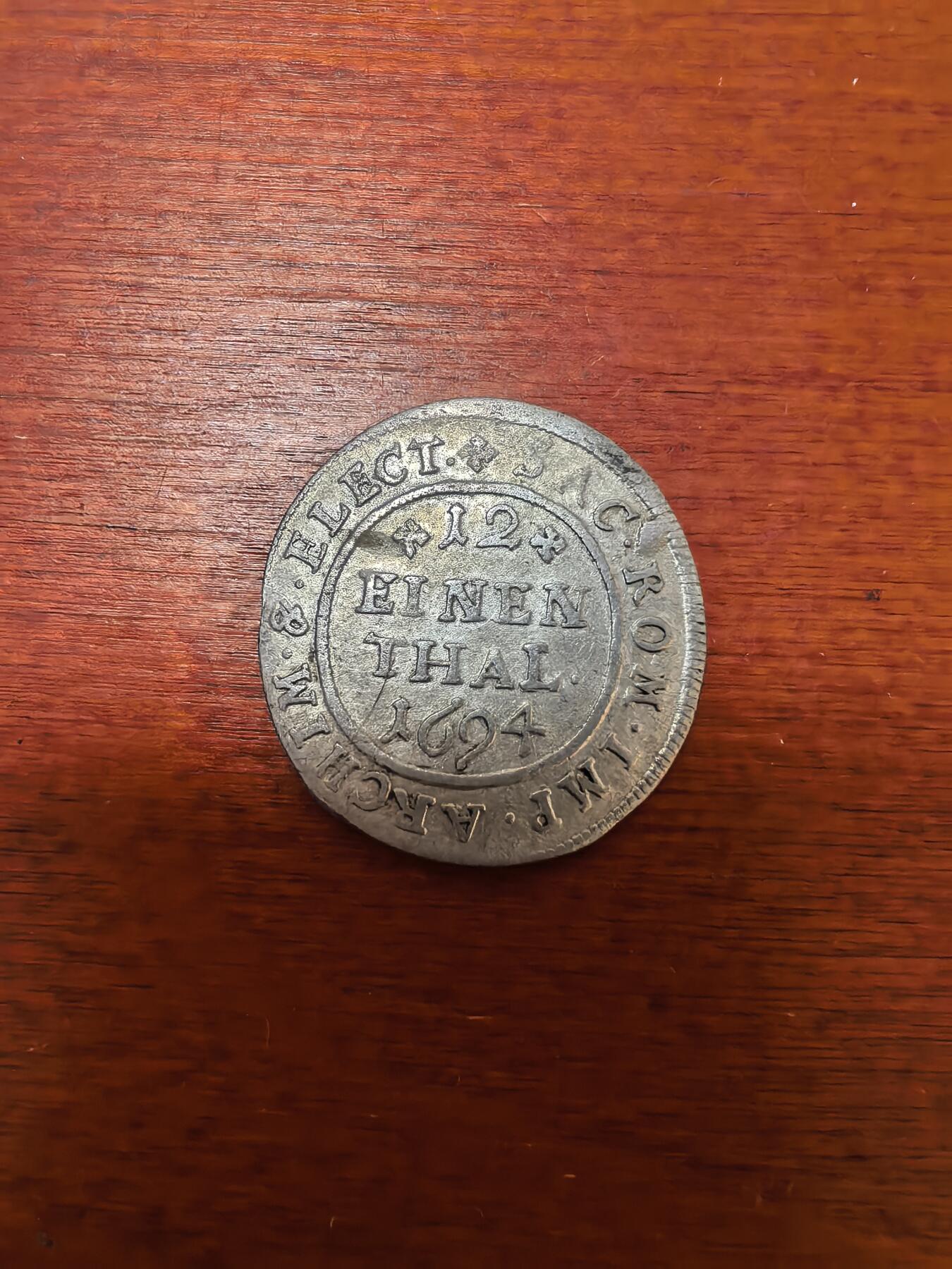 长老汇蛇年精选第二十七场拍卖 1694德国撒克逊选帝侯约翰·乔治四世1/12泰勒银币，手打币