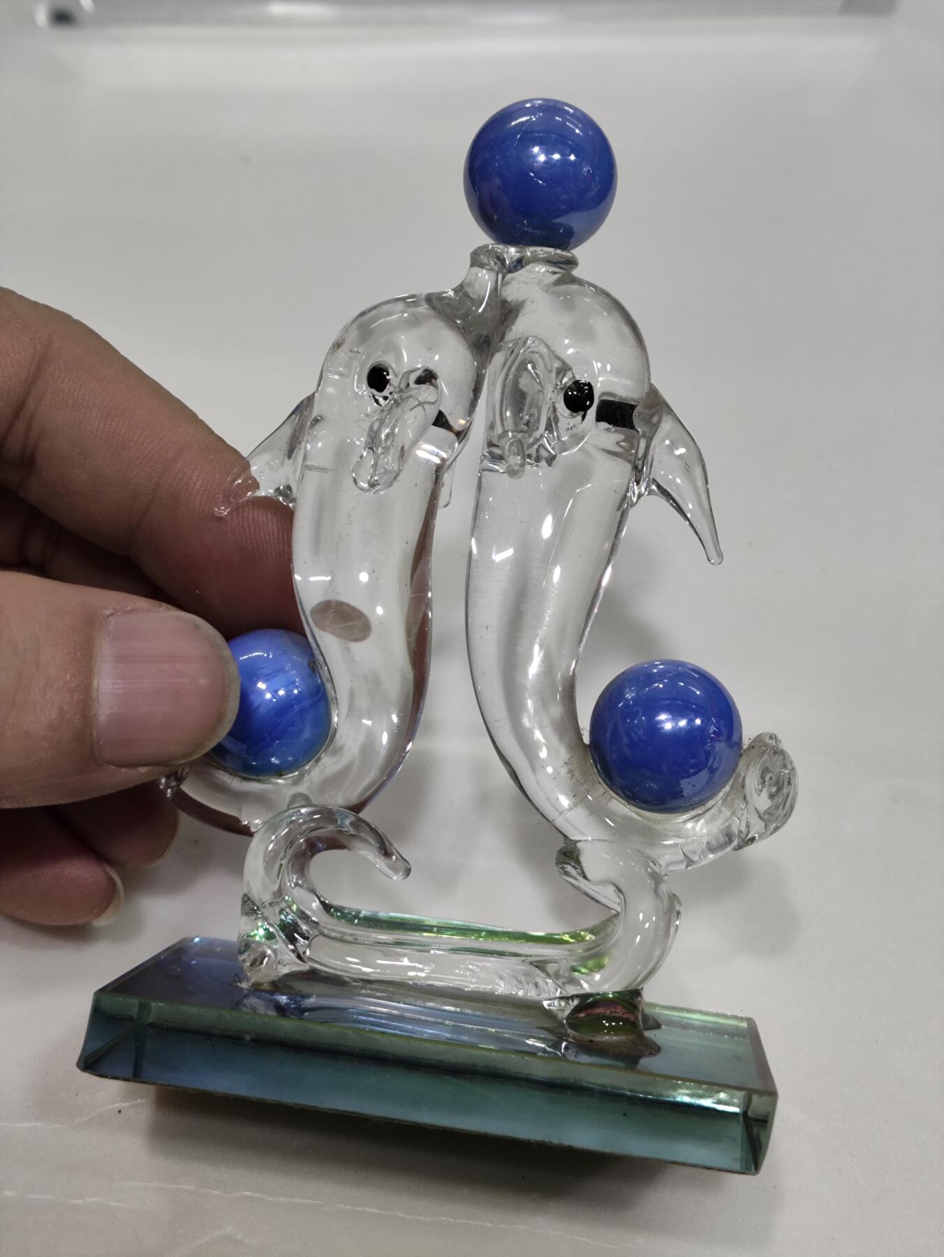 杂七杂八 双海豚玻璃摆件