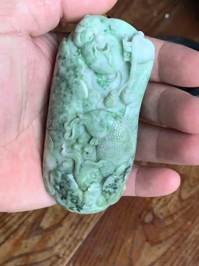 四大名玉，独山玉手把件，手雕渔翁得利，工高料好，一把抓，非常适合把玩 - 四大名玉，独山玉手把件，手雕渔翁得利，工高料好，一把抓，非常适合把玩