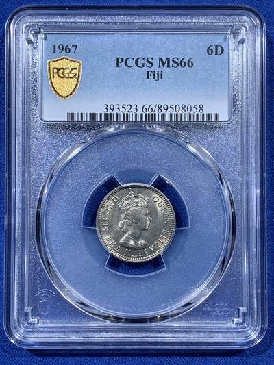 《竞宝斋》第403场 周日，周一，2场连拍 （全场包邮） - PCGS MS66 斐济1967年6便士 超高分少见 斐济的币本来就很少见 高分更是困难 发行量仅80万