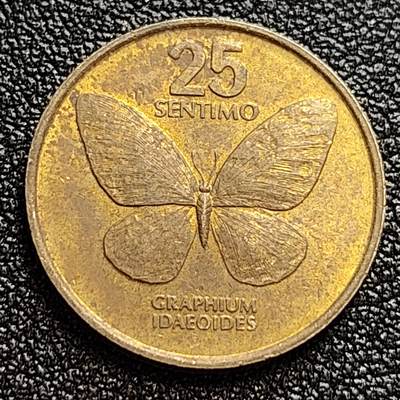 泉币菌-第59场-各国老币铜币场 - 菲律宾25分铜币 1984年 蝴蝶 21mm