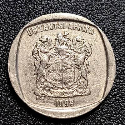 泉币菌-第59场-各国老币铜币场 南非2兰特镍币 1999年 跳羚 23mm