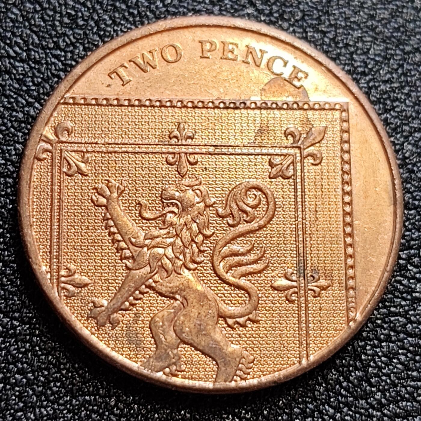 泉币菌-第59场-各国老币铜币场 铜光美品 英国2便士铜币 直径26mm 雄狮纪念币