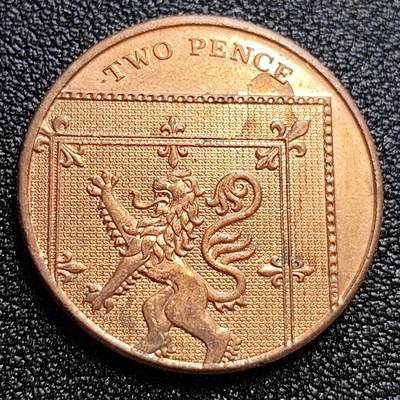 泉币菌-第59场-各国老币铜币场 - 铜光美品 英国2便士铜币 直径26mm 雄狮纪念币