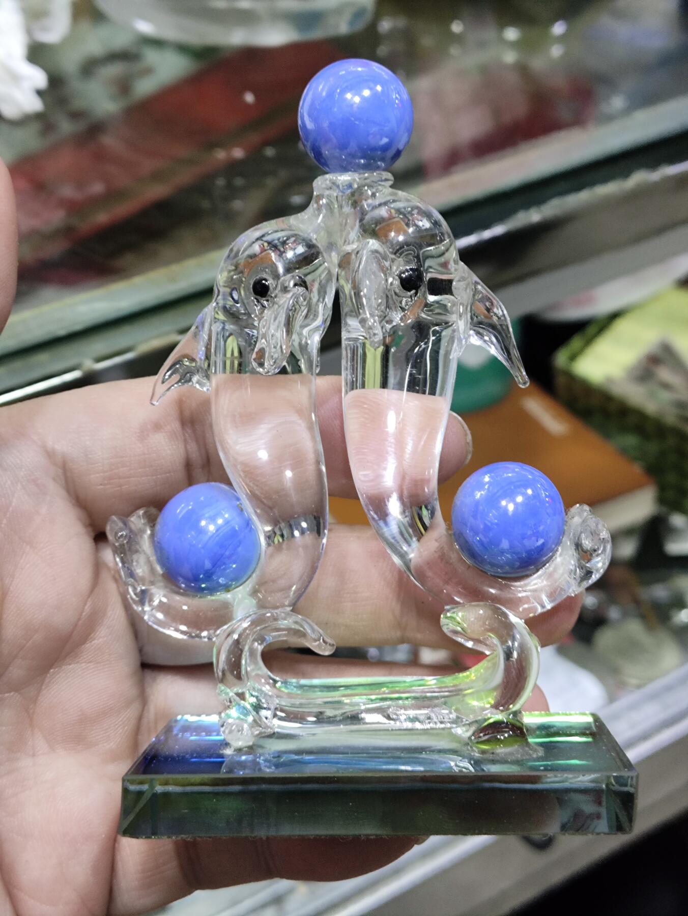 杂七杂八 双海豚玻璃摆件