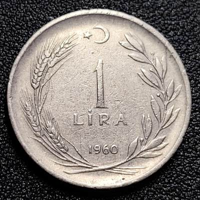 泉币菌-第59场-各国老币铜币场 - 早期 土耳其1960年1里拉镍钢币 凯末尔 27MM 