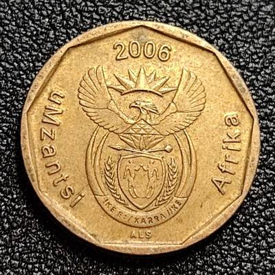 泉币菌-第59场-各国老币铜币场 南非共和国 2006年20分(海神普罗透斯之花) 19mm