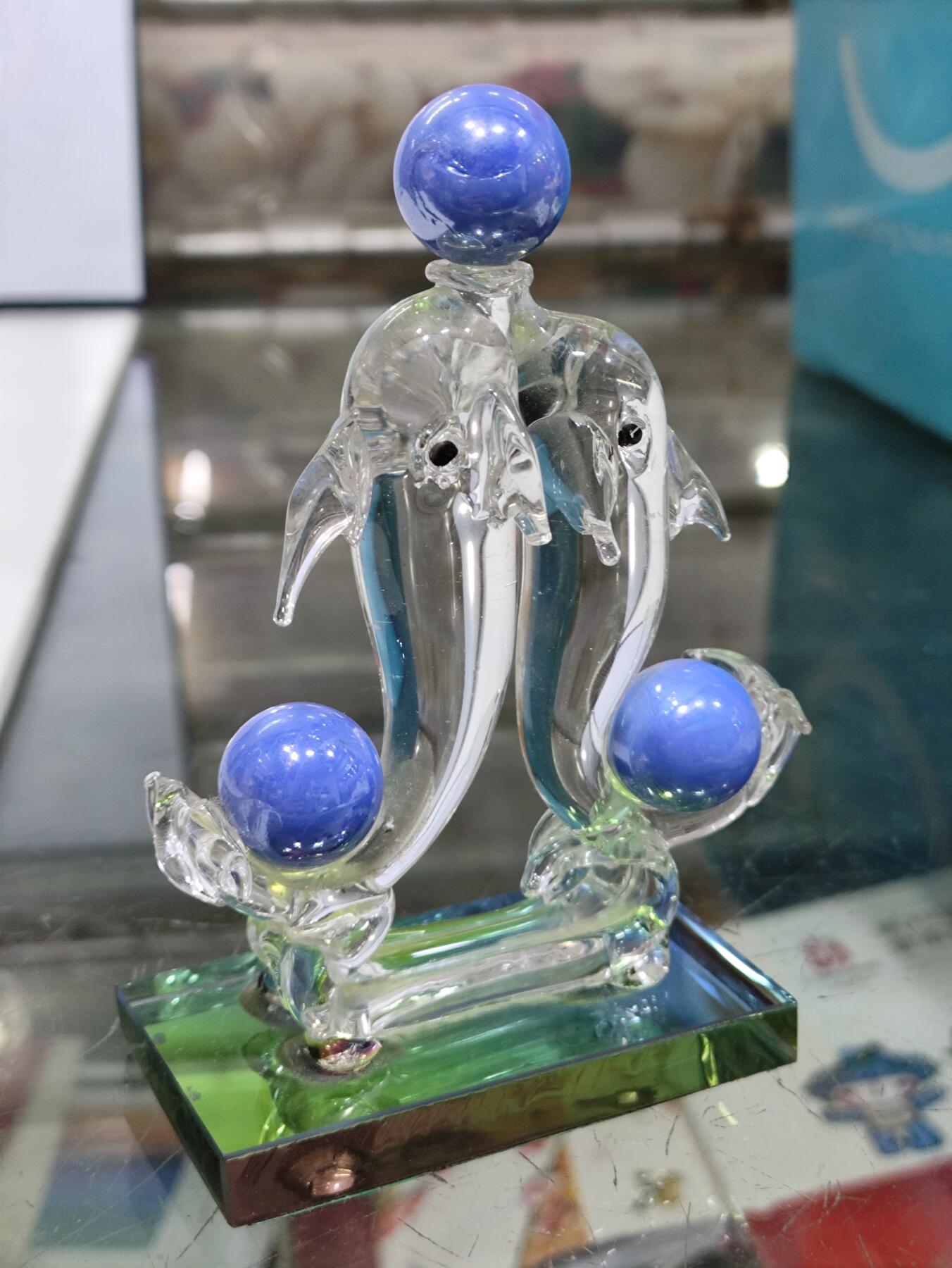 杂七杂八 双海豚玻璃摆件
