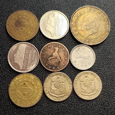 泉币菌-第59场-各国老币铜币场 各国散币 9枚