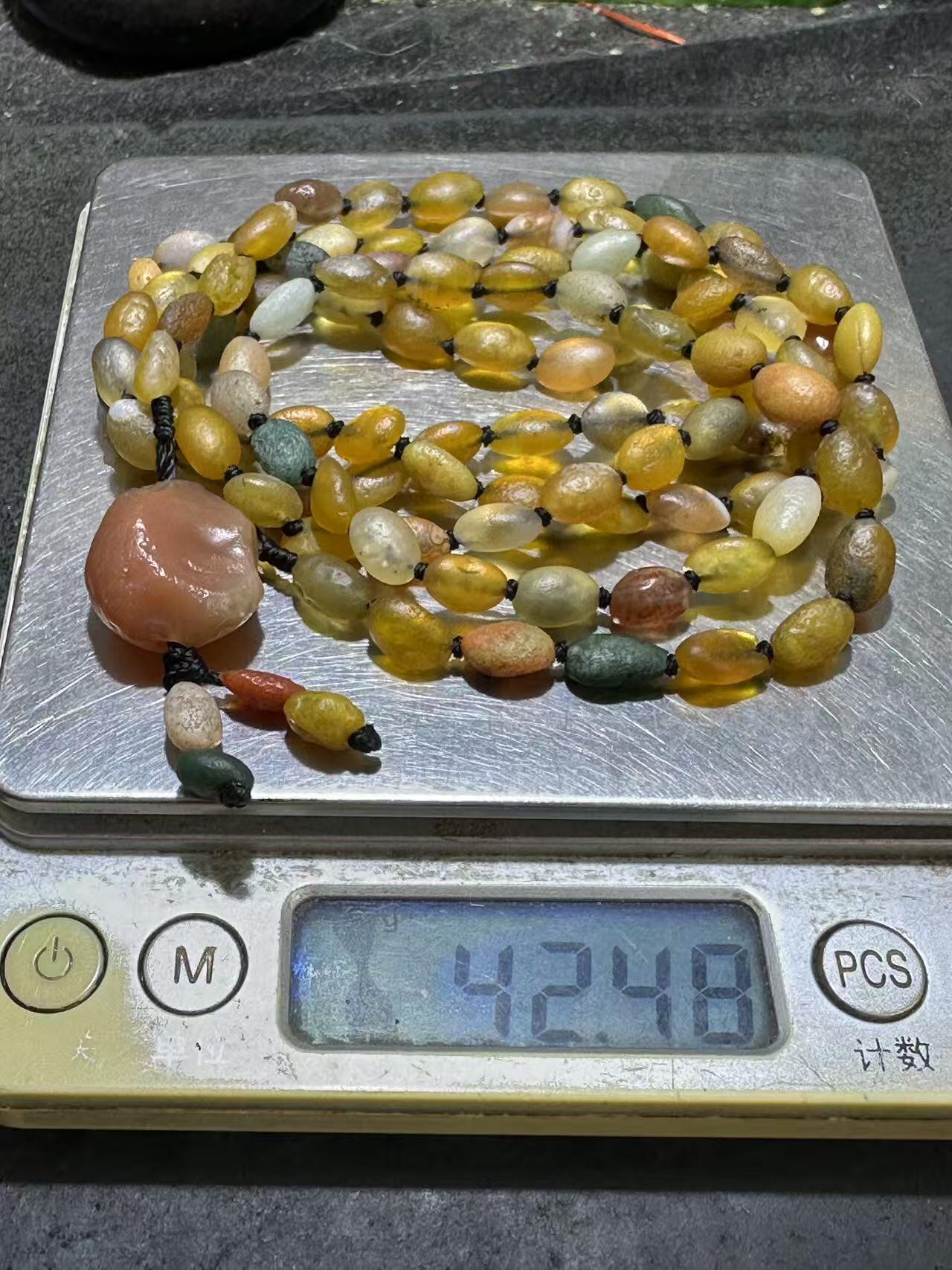 精美天然阿拉善108高圆度彩珠玛瑙项链(手串)一条
