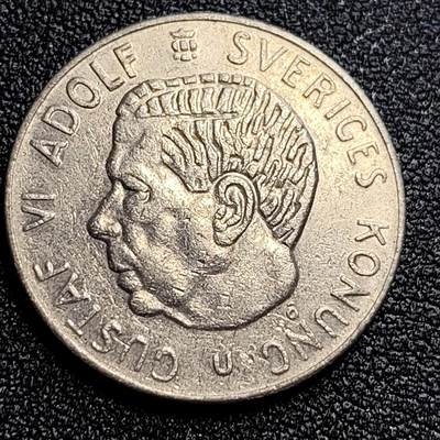 泉币菌-第58场-各国老币铜币场 - 瑞典1973年1克朗 铜镍币 25mm 古斯塔夫六世 北欧