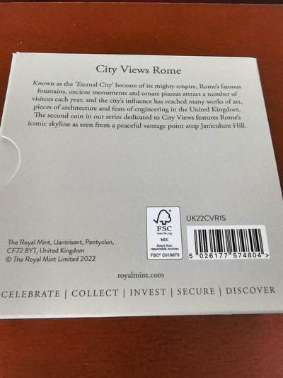 长老汇蛇年精选第二十八场拍卖 2022英国罗马城景2英镑精制银币，1盎司999银，盒证全，2000枚