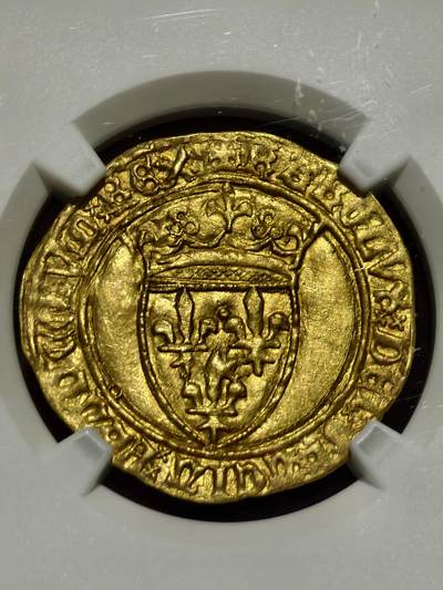 NGC-MS62法国中世纪查理六世大埃居金币 NGC-MS62法国中世纪查理六世大埃居金币