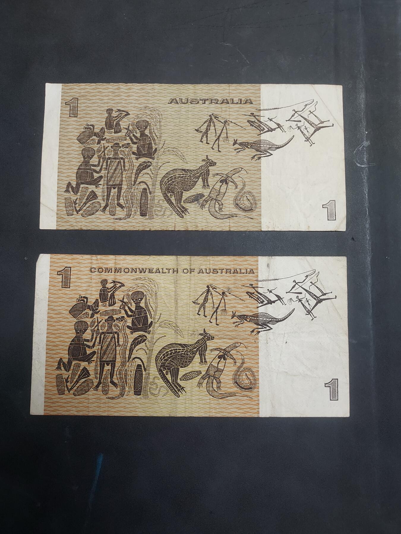  博彦收藏 7月31日 钱币专场 澳洲 女皇旧版1元2张 流通品