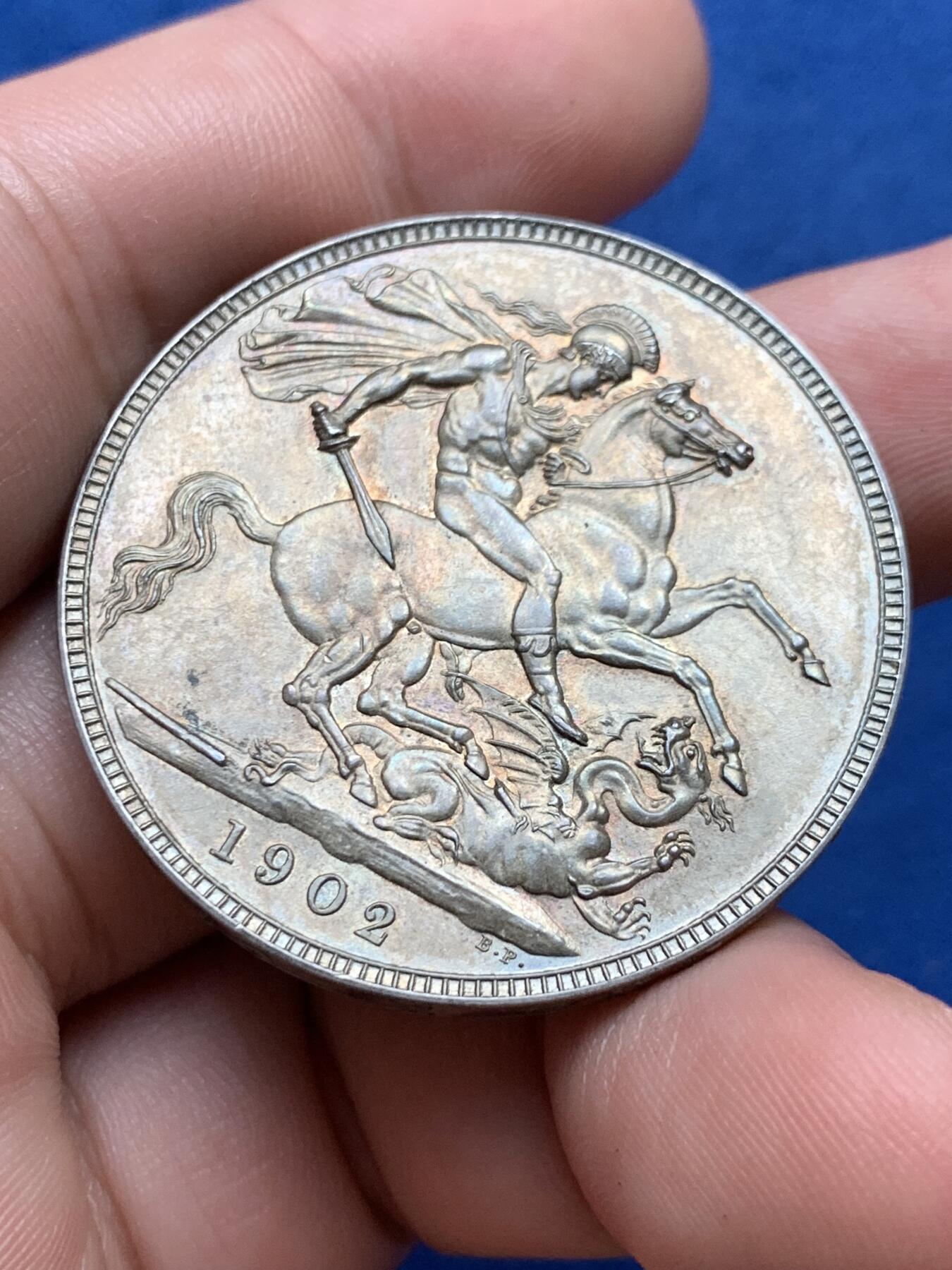 《竞宝斋》第404场 周日，周一，2场连拍 （全场包邮） 英国1902年爱德华七世马剑克朗