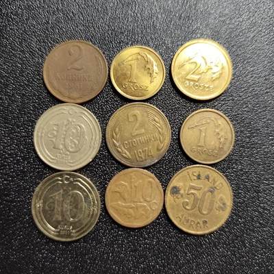 泉币菌-第60场-各国老币铜币场 - 各国散币 9枚 背图忘拍
