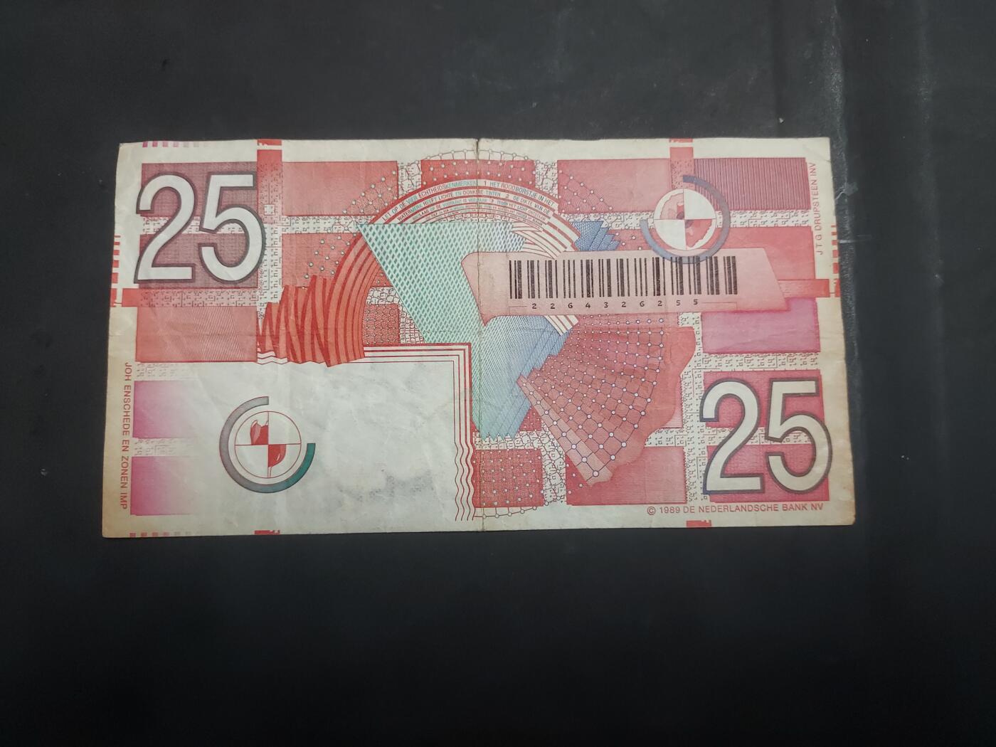  博彦收藏 7月31日 钱币专场 荷兰1989年 25盾 流通品