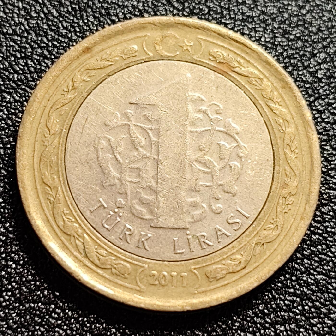泉币菌-第60场-各国老币铜币场 土耳其1里拉双色币 凯末尔总统 26mm
