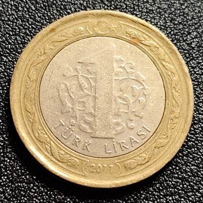 泉币菌-第60场-各国老币铜币场 - 土耳其1里拉双色币 凯末尔总统 26mm