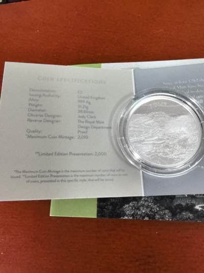 长老汇蛇年精选第二十八场拍卖 2022英国罗马城景2英镑精制银币，1盎司999银，盒证全，2000枚