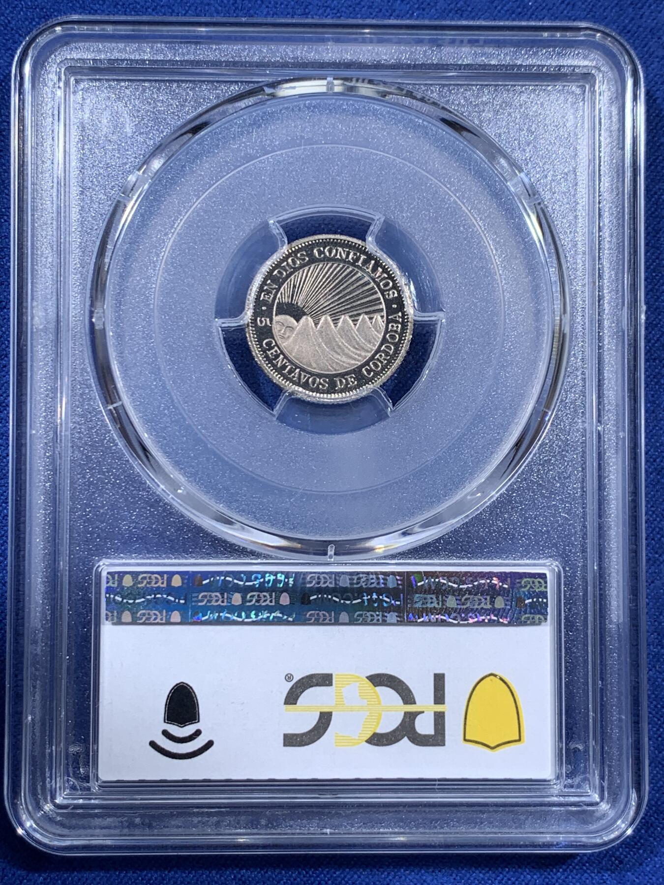 《竞宝斋》第404场 周日，周一，2场连拍 （全场包邮） PCGS PR67DCAM 1972尼加拉瓜 5分精制镍币 币面干净 浮雕感强