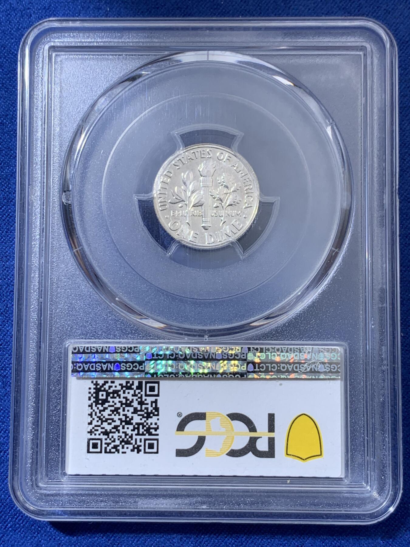 《竞宝斋》第404场 周日，周一，2场连拍 （全场包邮） PCGS PR67 美国1958年罗斯福10分精制银币
