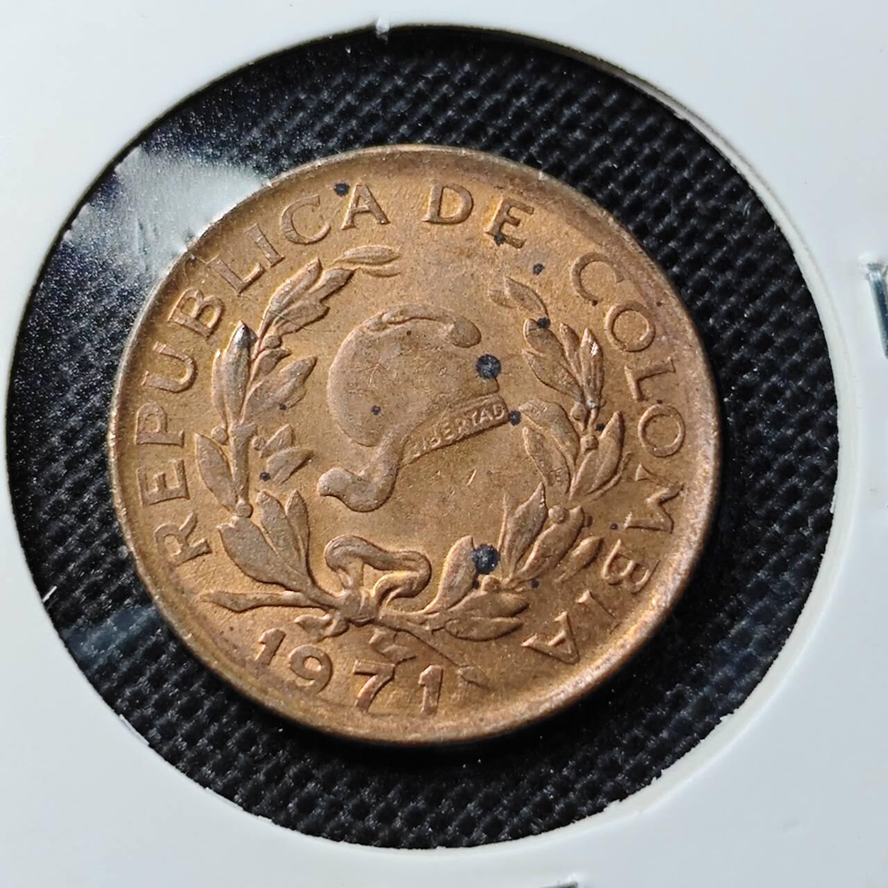 KK钱币收藏小铺 第312期 2月预留时间 周末发货 1971哥伦比亚5分 铜币